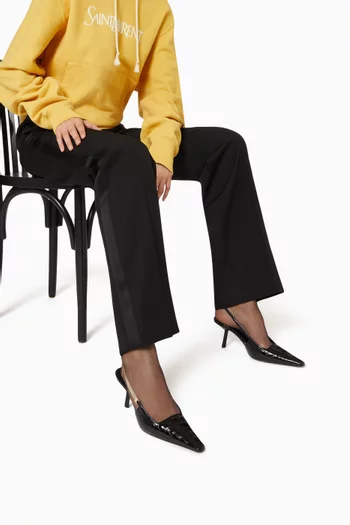 Blake 75 Slingback Pumps in Croc-embossed Leather