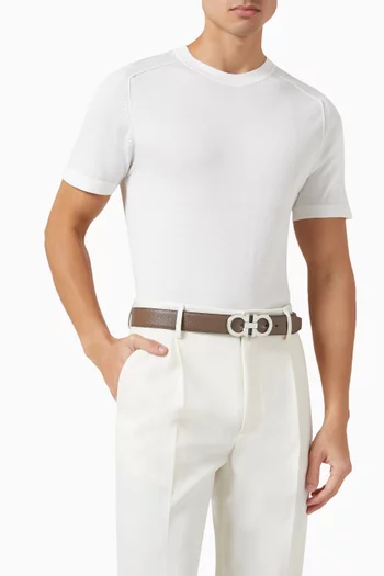 Reversible Gancini Belt in Leather