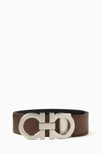 Reversible Gancini Belt in Leather