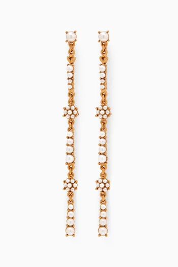 Flower Pearl Champagne Earrings in Metal