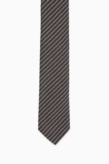 ربطة عنق بنقشة شعار الماركة بالكامل حرير جاكار