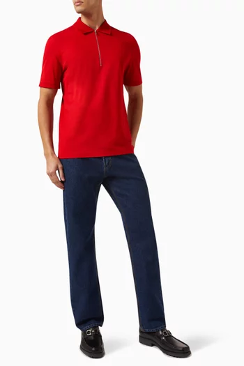 Zip-up Polo Shirt in Cotton Piqué