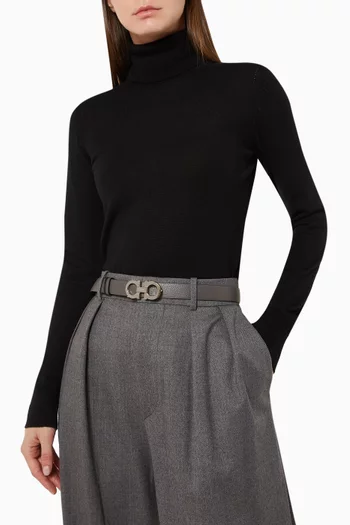 Reversible Gancini Belt in Leather
