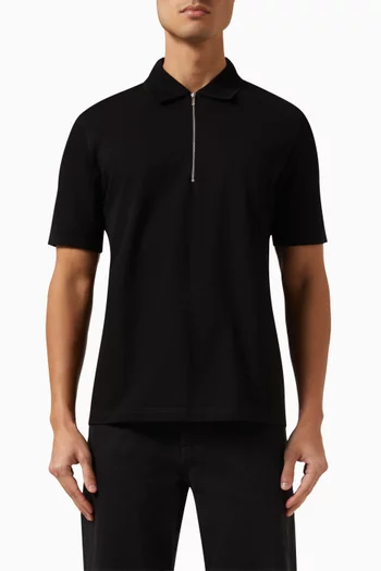 Zip-up Polo Shirt in Cotton Piqué