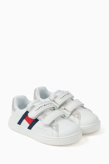 Flag Low Cut Velcro Sneakers in Faux Leather