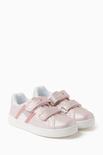 Metallic Low-rise Sneakers in Faux Leather