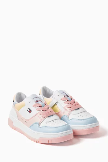 Flag Low Cut Sneakers in Faux Leather