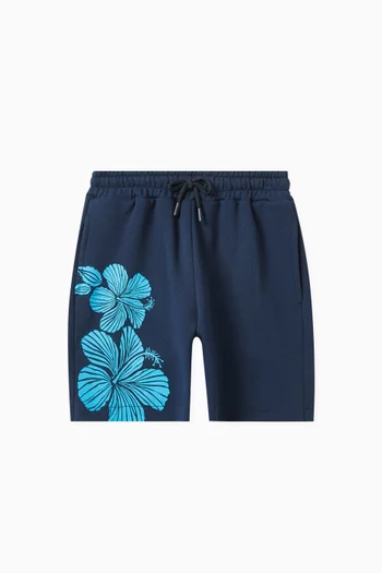 Floral-print Bermuda Shorts in Fleece