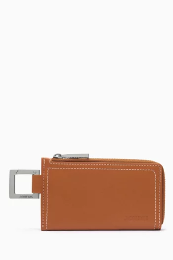 Embossed Logo Card Holder in Leather