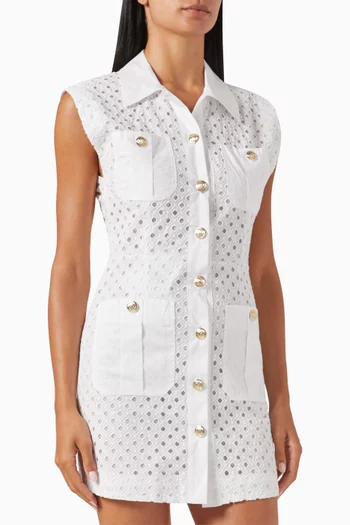 Nazione Buttoned Shirt Mini Dress in Cotton