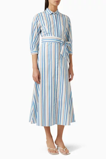 Jutta Striped Midi Dress in Cotton Poplin