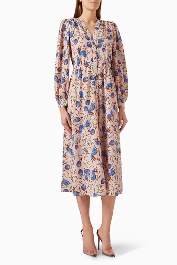 Remora Printed Midi Dress in Polyester
