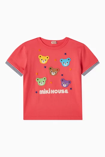 Bear Patched T-shirt in Cotton
