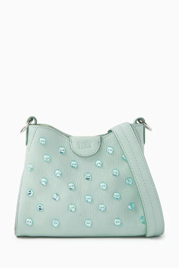 Mini Joan Embellished Top Handle Bag in Leather