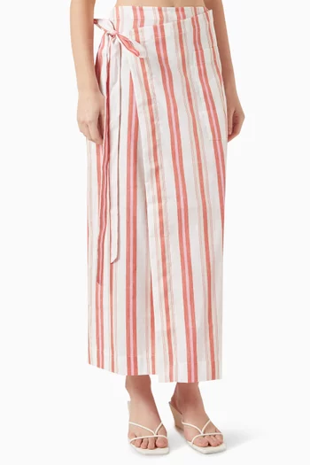 Arezzo Wrap Maxi Skirt in Cotton Linen-blend
