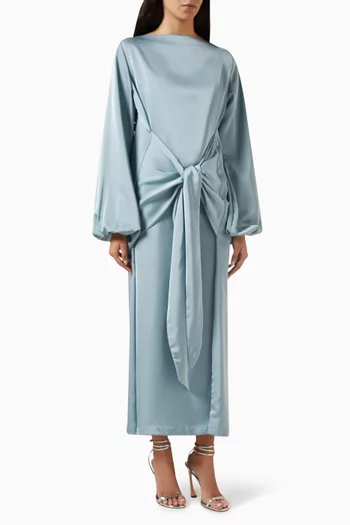 Lania Puff-sleeve Midi Dress
