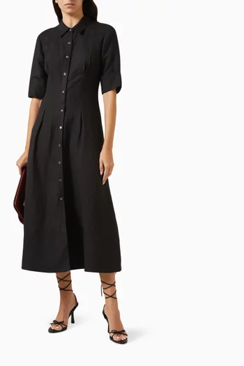 Claudine Shirt Midi Dress in Poplin