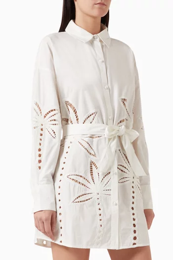 Lani Palm Shirt Mini Dress in Cotton