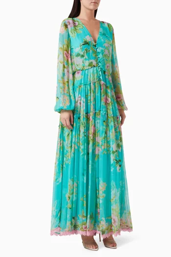 Azra Floral Maxi Dress in Viscose
