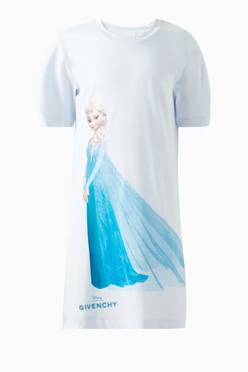 x Disney Elsa-print T-shirt Dress in Cotton