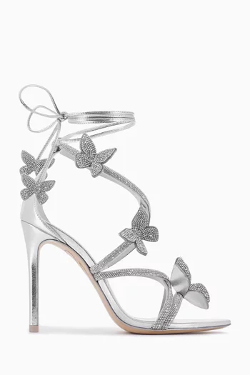 Vanessa 100 Crystal-embellished Sandals in Metallic-leather
