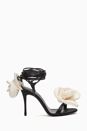 Flower 105 Lace-up Sandals in Satin