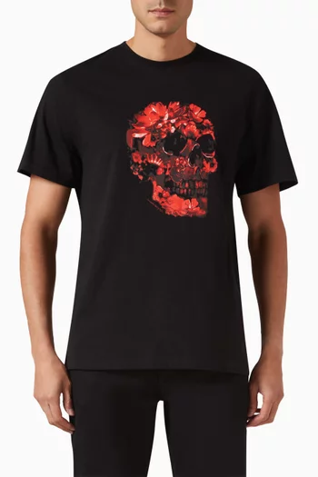 Wax Flower Skull Print T-shirt in Cotton