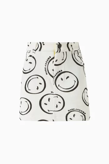 Smiley Logo-print Skirt in Cotton