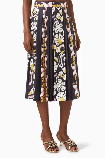 Floral-print Skirt in Silk