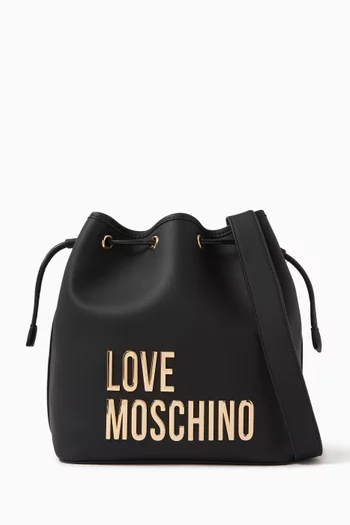 Small Bold Love Bucket Bag in Faux Leather