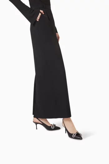 Embellished Double-bow Slingback 55 Pumps in Leather