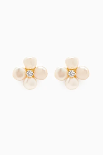 Flower Pearl Earrings in 14kt Vermeil Sterling Silver
