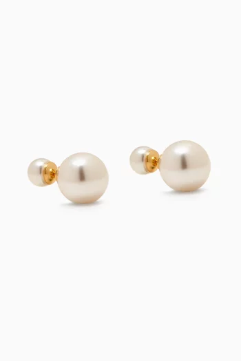 Double Ball Earrings with Swarovski Pearls
