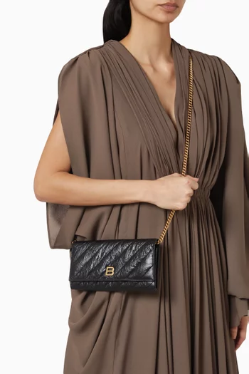 حقيبة كراش صغيرة بسلسلة جلد عجل مبطن