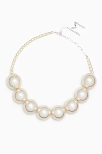 Half Pearl Necklace in Plated Brass