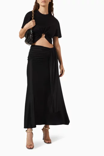 بلوزة قصيرة مزينة بحلقة مفتوحة جيرسيه