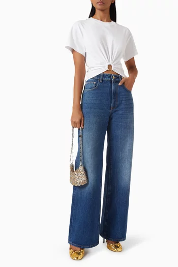 بلوزة قصيرة مزينة بحلقة مفتوحة جيرسيه