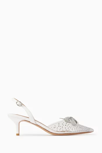 Trudi 50 Crystal Slingback Pumps in PVC & Leather