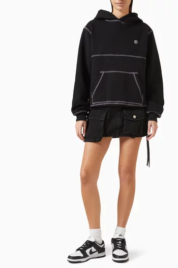 كنزة بغطاء رأس وحياكة بلون مغاير صوف قطني