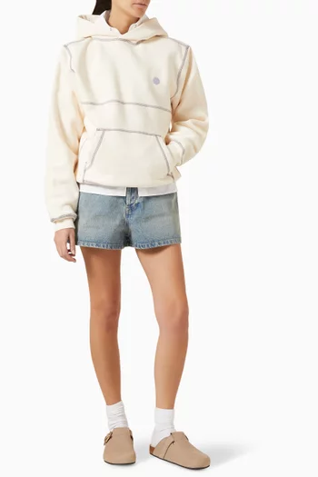 كنزة بغطاء رأس وحياكة بلون مغاير صوف قطني