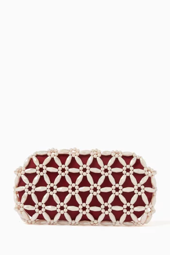 Tebea Clutch in Glass Beads & Satin