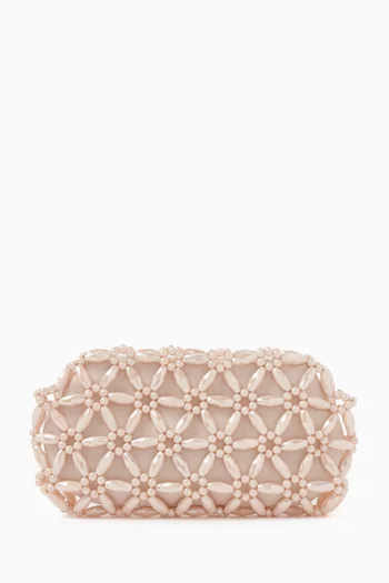 Tebea Clutch in Glass Beads & Satin
