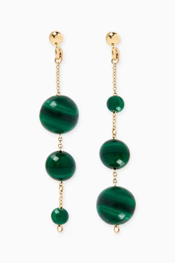 Malachite Bubble & Chain Earrings in 18kt Recycled Yellow Gold