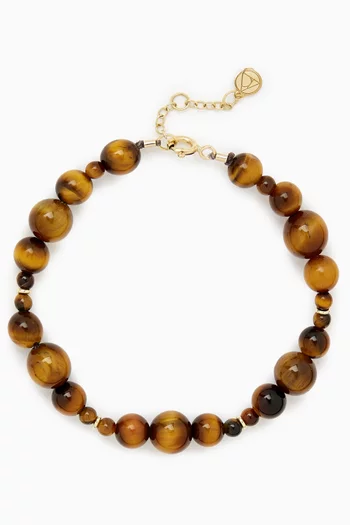 Tigers Eye Bubble Bead Bracelet in 18kt Recycled Yellow Gold