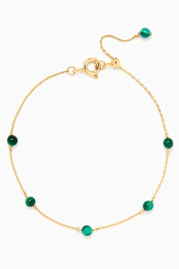 Malachite Bead & Chain Bracelet in 18kt Recycled Yellow Gold
