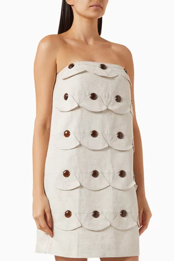 Demi Pois Strapless Mini Dress in Linen-blend