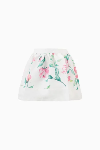 Floral-print Flared Skirt