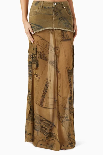 Cargo Patch-print Maxi Skirt in Viscose