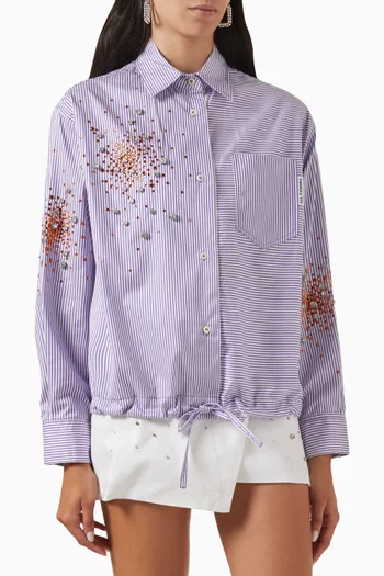 Splash Embellished Shirt in Cotton-poplin