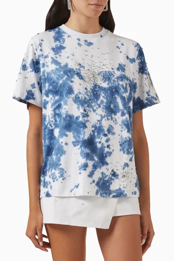 Tie-dye Splash Embellished T-shirt in Cotton-jersey